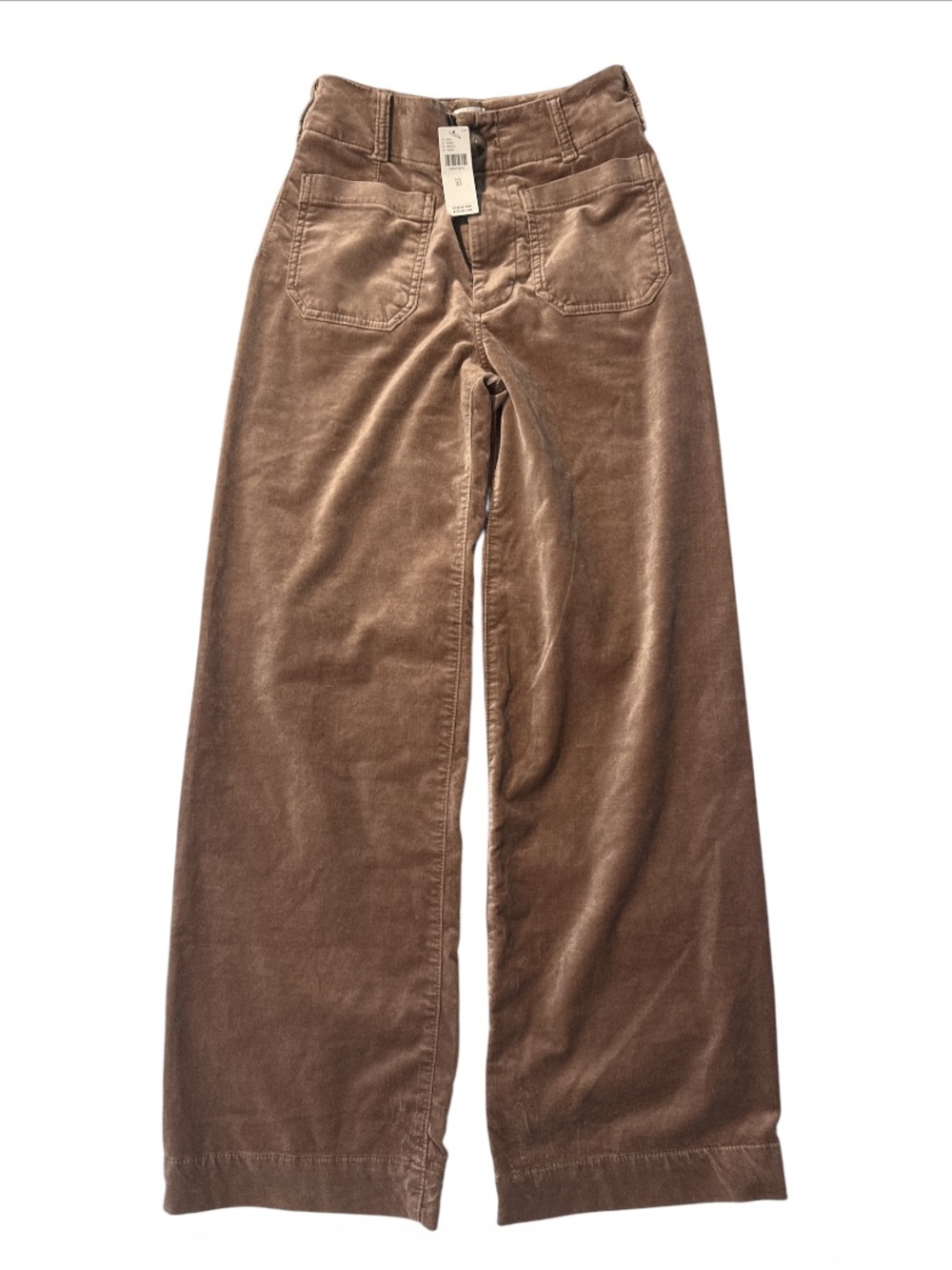 Maeve Colette Corduroy High-Rise Wide-Leg Full-Length Pant in Taupe